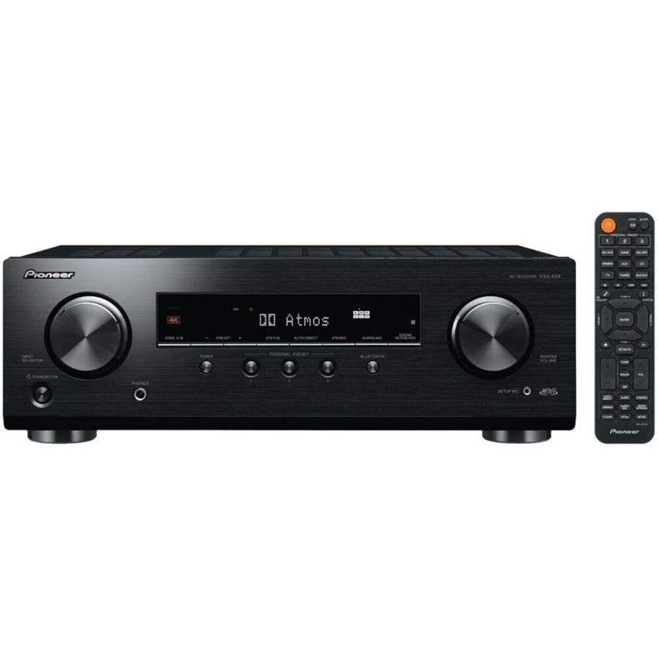 Pioneer VSX-534, 5.2 Channel with Dolby Atmos 4K Ultra HD HDR Compatible A/V Home Theater Receiver
