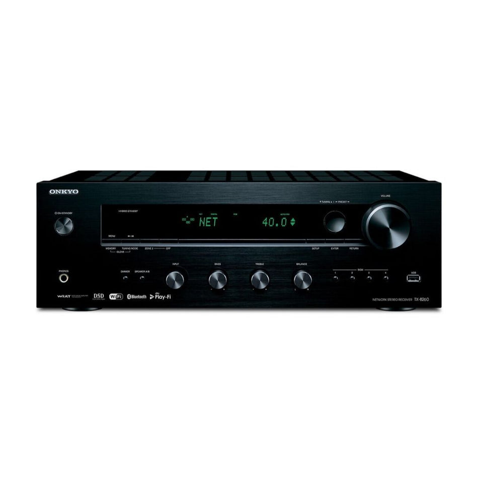 Onkyo TX-8260, Stereo Receiver with Wi-Fi, Bluetooth, and Chromecast Built-in
