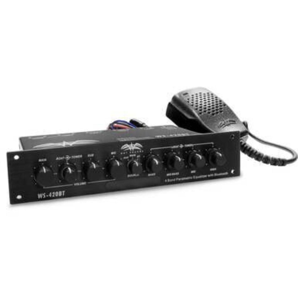 Wet Sounds WS-420 BT, Bluetooth Enabled Dual Band EQ W/ 3 Zone Control and Built-In Mic