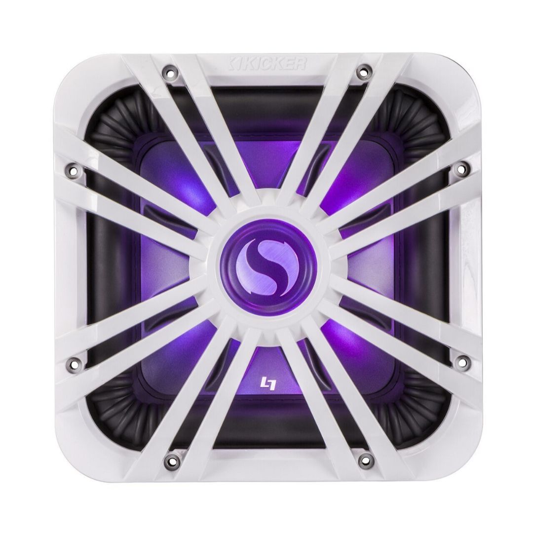Kicker L710GLW, 10" Square Subwoofer Grille, LED, White (11L710GLW)
