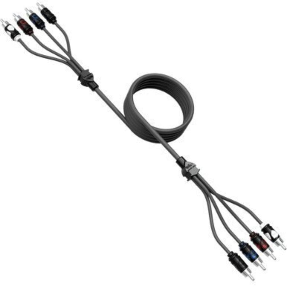Wet Sounds WWX-RCA 4CH 17FT, 4 Channel Quad Shielded RCA Cable w/ High Contact RCA Tips - 17ft