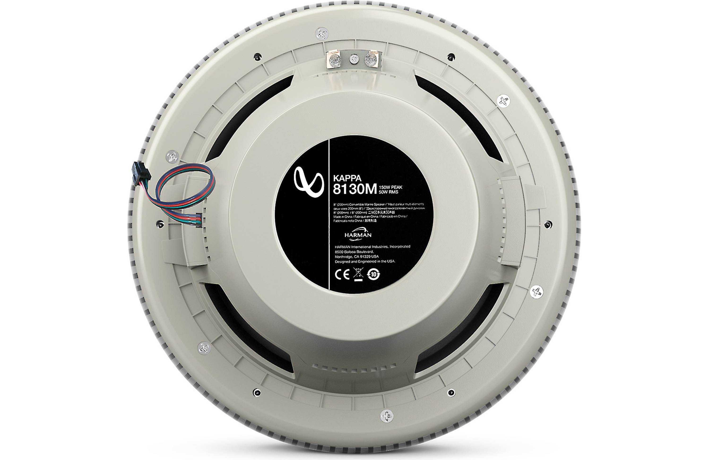 Infinity KAPPA8130MAM, KAPPA Series 8" 3-Way Premium Marine Covertible Speakers w/ RGB Lighting - White