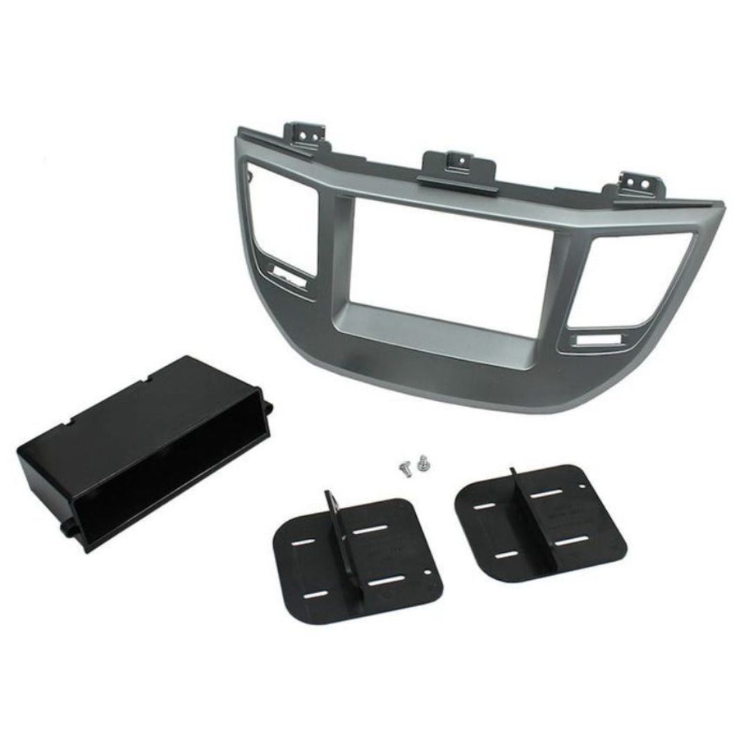 Scosche HY1635SB, 2016-Up Hyundai Tucson ISO Double DIN w/ Pocket Kit; Silver