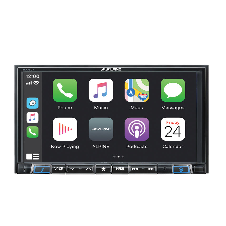 Alpine iLX-207, 7" Double-Din Digital Media Receiver, CarPlay &  Android Auto