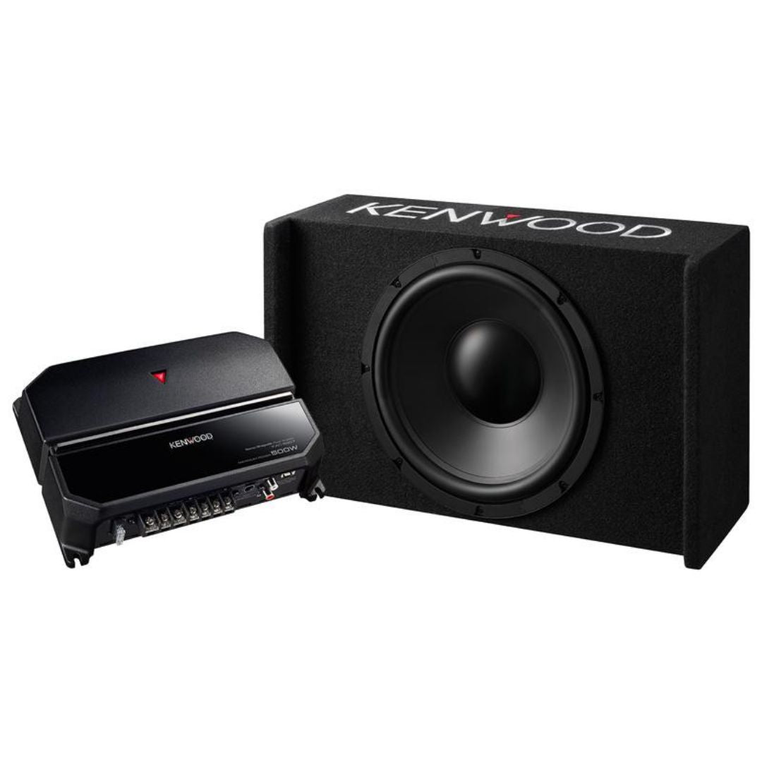 Kenwood P-W121B, 12" Subwoofer Package w/ Kenwood Amplifier KAC-5207 and Kenwood Down Firing Loaded Enclosure