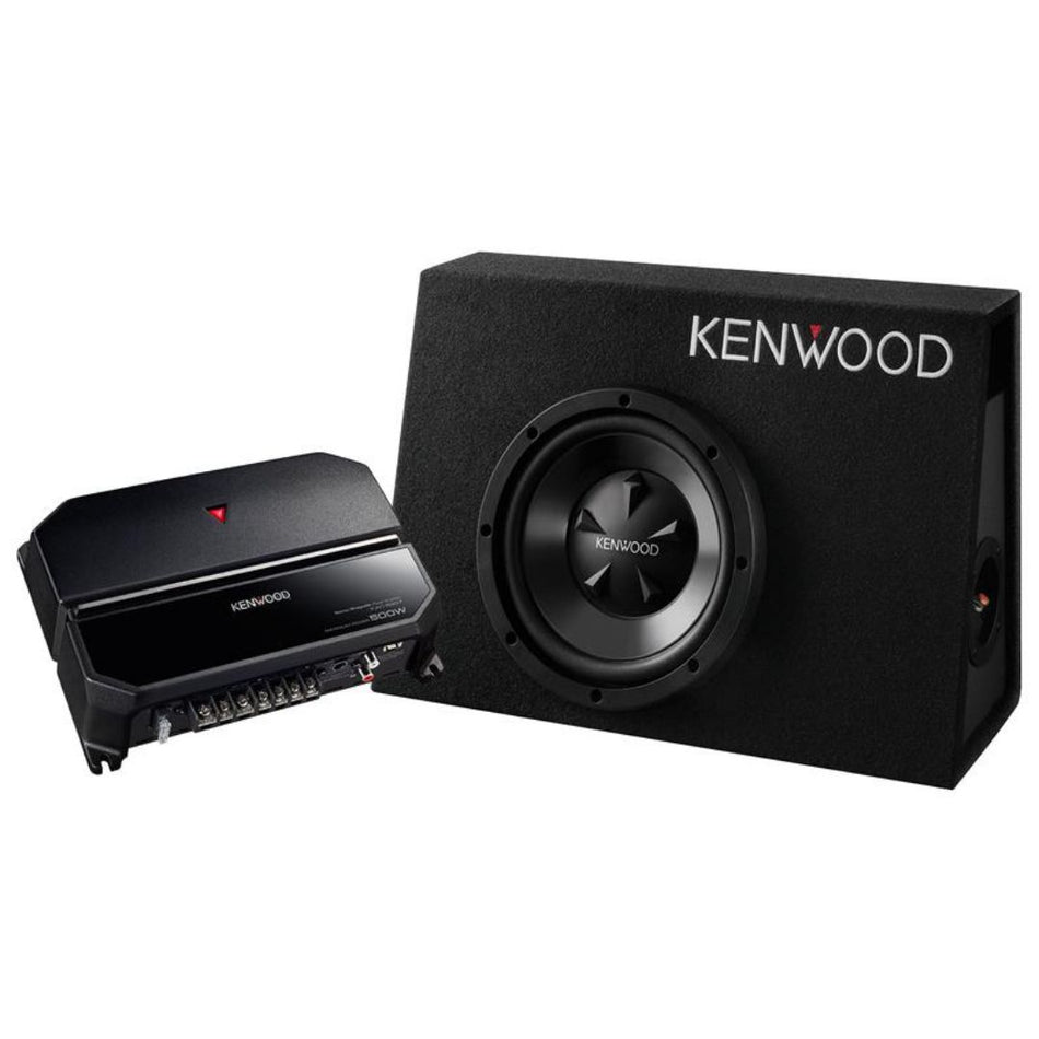 Kenwood P-W101B, 10" Subwoofer Package w/ Kenwood Amplifier KAC-5207 and Kenwood Vented Wedge Loaded Enclosure
