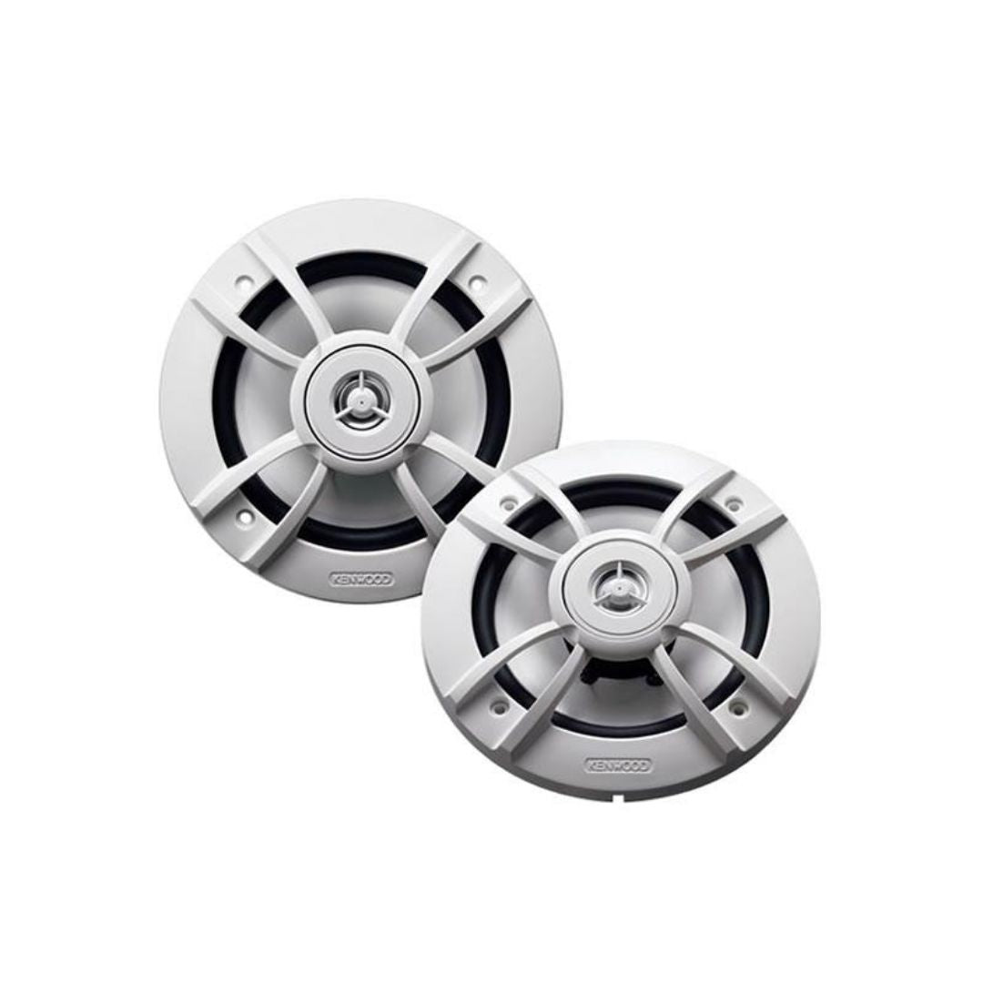 Kenwood KFC-1633MRW, 6.5" 2-Way Coaxail Marine / Motorsports Speakers w/ White Grille - 100W