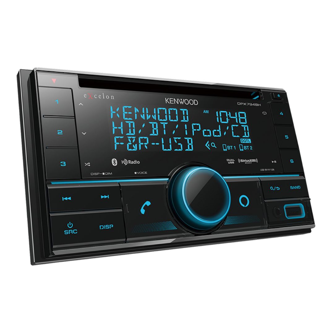Kenwood DPX794BH, eXcelon Double Din CD Receiver w/ HD Radio, Bluetooth, Front/Rear USB, SiriusXM Ready - Alexa Built-in