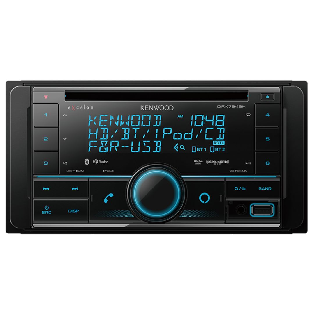 Kenwood DPX794BH, eXcelon Double Din CD Receiver w/ HD Radio, Bluetooth, Front/Rear USB, SiriusXM Ready - Alexa Built-in