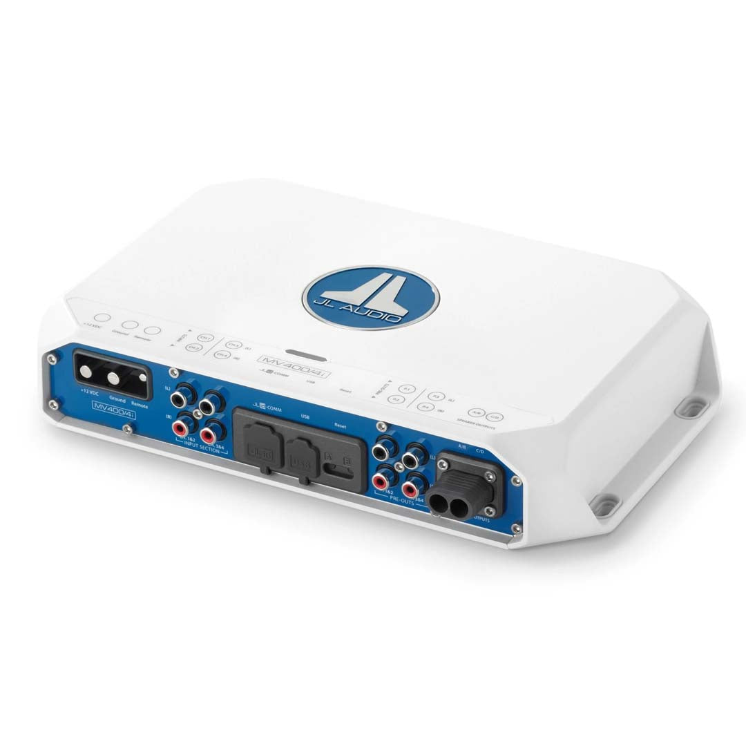 JL Audio MV400/4i, MVi Series Class D 4 Channel Marine Amplifier with Integrated DSP - 400W