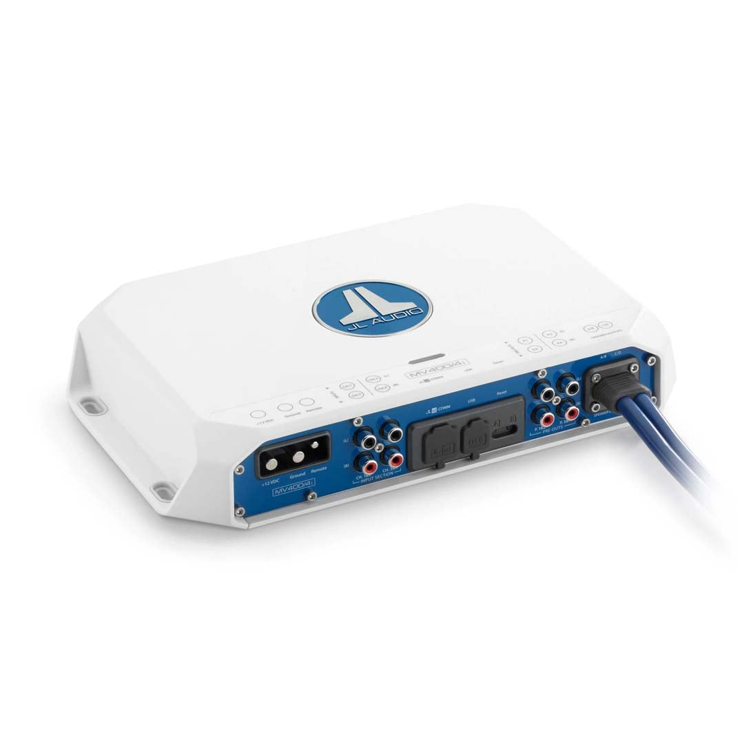 JL Audio MV400/4i, MVi Series Class D 4 Channel Marine Amplifier with Integrated DSP - 400W