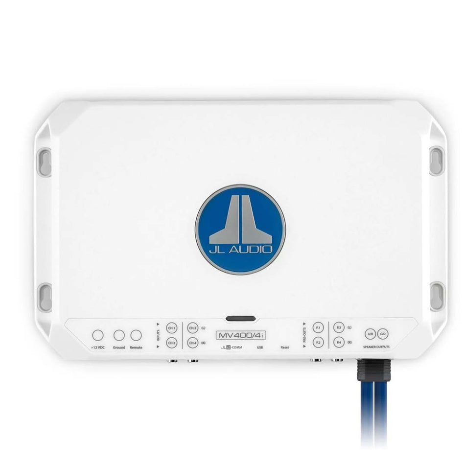 JL Audio MV400/4i, MVi Series Class D 4 Channel Marine Amplifier with Integrated DSP - 400W