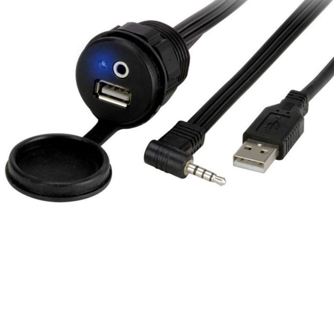 Scosche USBAUXRLK, Weatherproof 3.5 Aux And USB Input