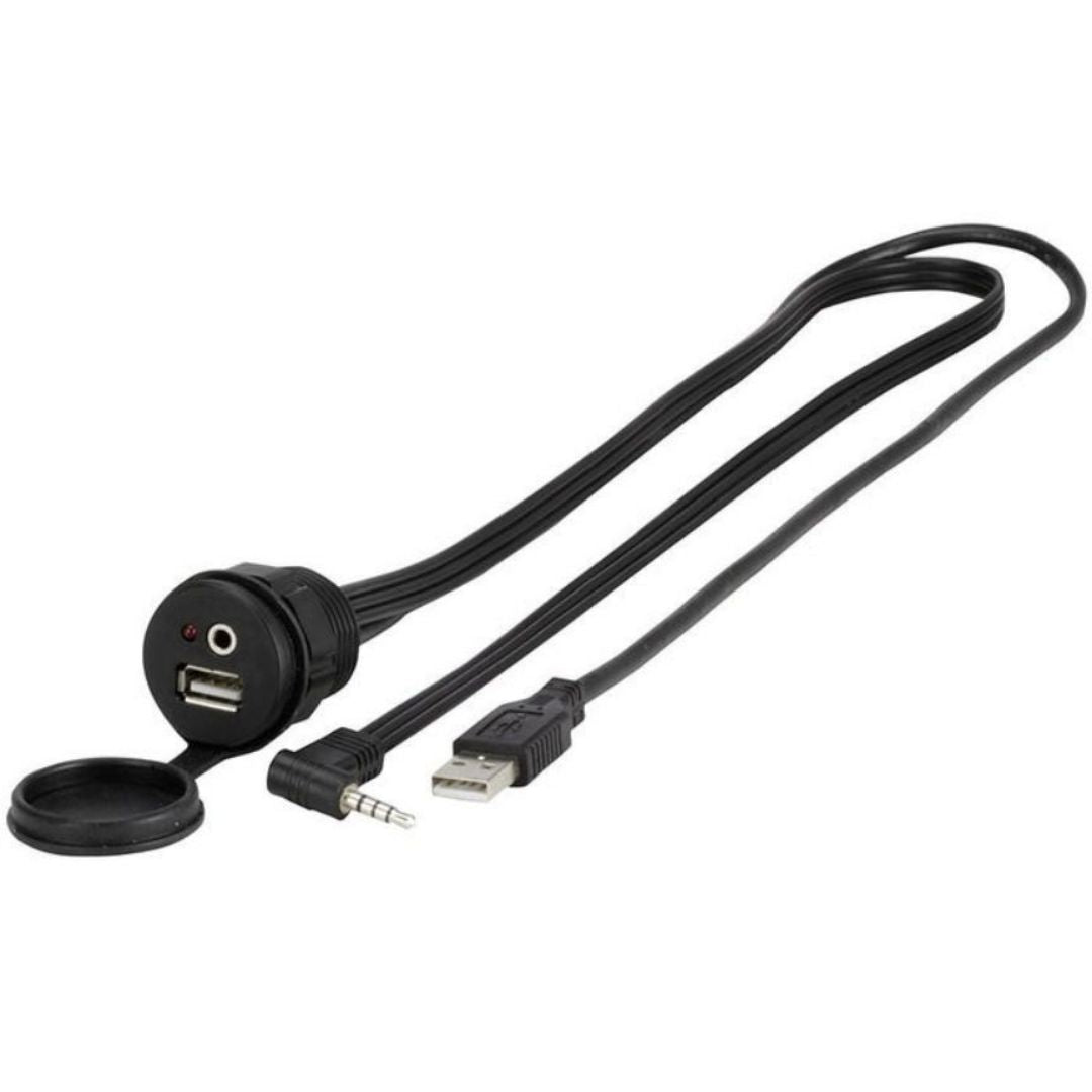 Scosche USBAUXRLK, Weatherproof 3.5 Aux And USB Input