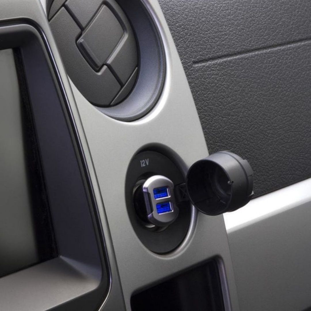 Scosche USBC242MSG, Dual 12W USB Car Charger w/ Illuminated USB Ports (Black/Space Gray)