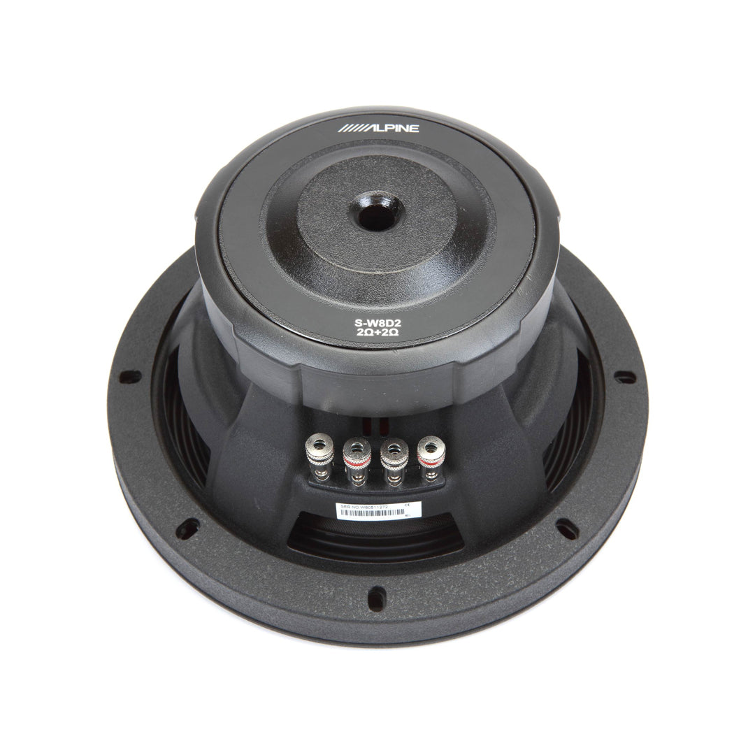 Alpine S-W8D2, S Series Dual 2 Ohm Voice Coil 900 Watts Subwoofer, 8"