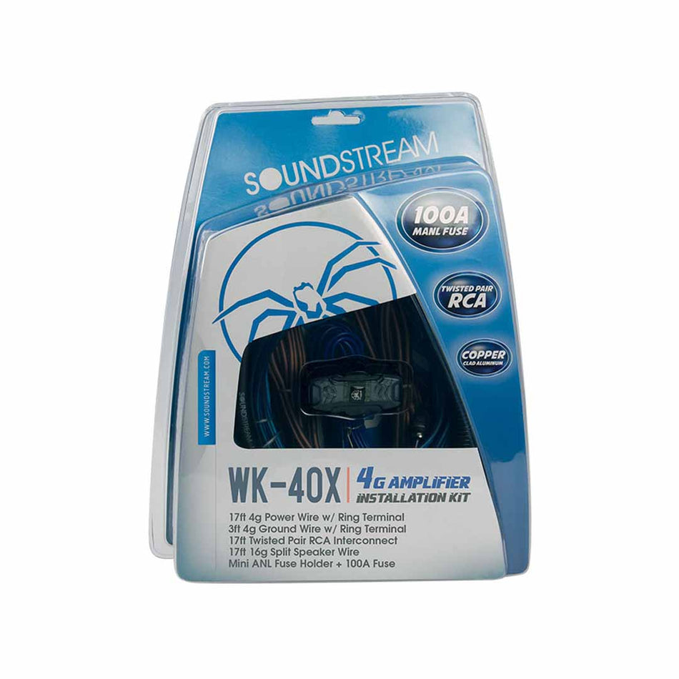 Soundstream WK-40X, 4 Gauge Amplifier Installation Kit w/100A MANL Fuse